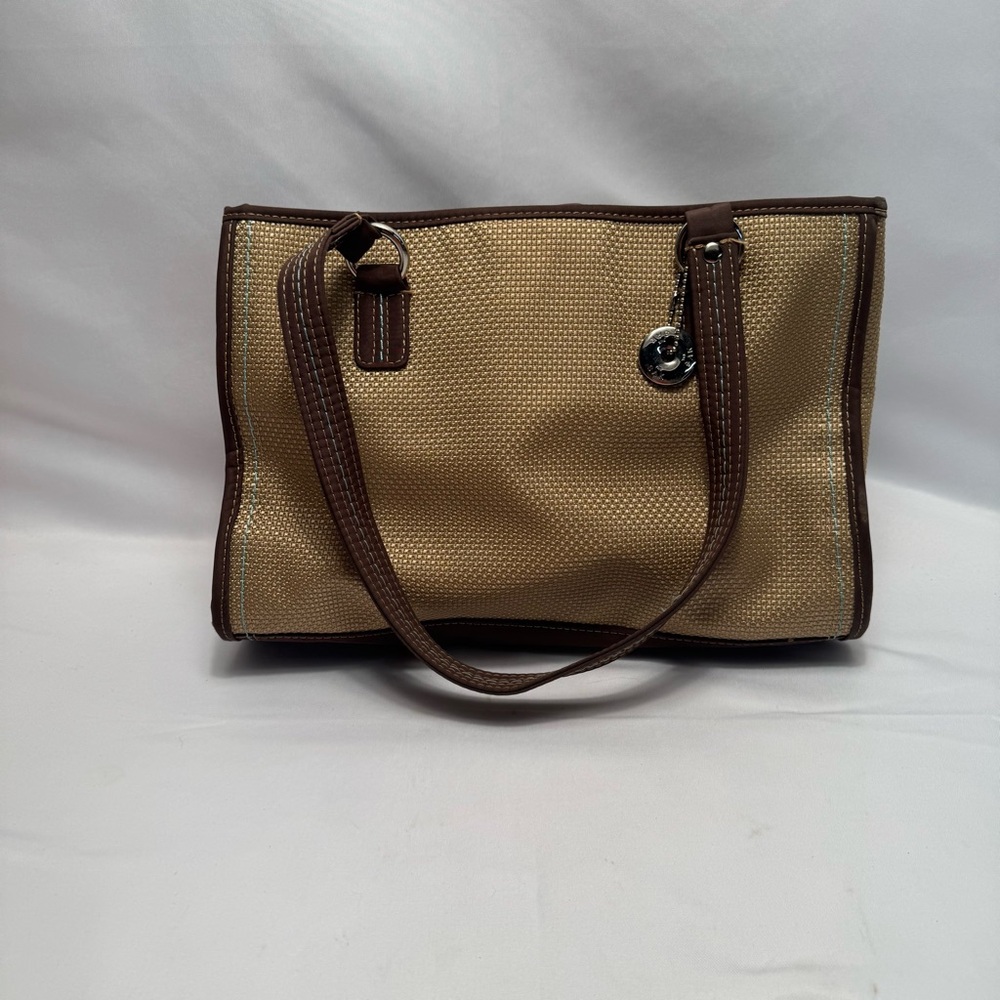 The Sak Tote Cameron Box‎ Handbag Beige Shoulder Bag Purse Double Handle